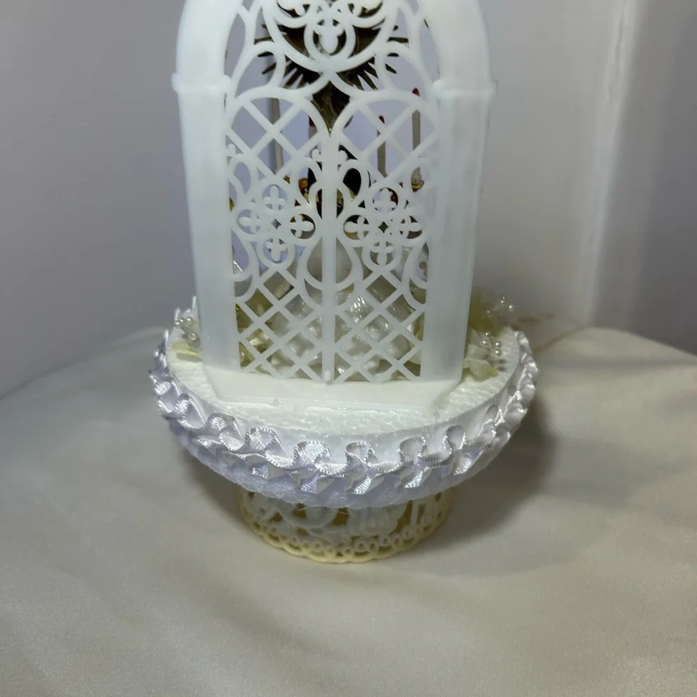 Elegant White and Gold First Communion Cake Topper
